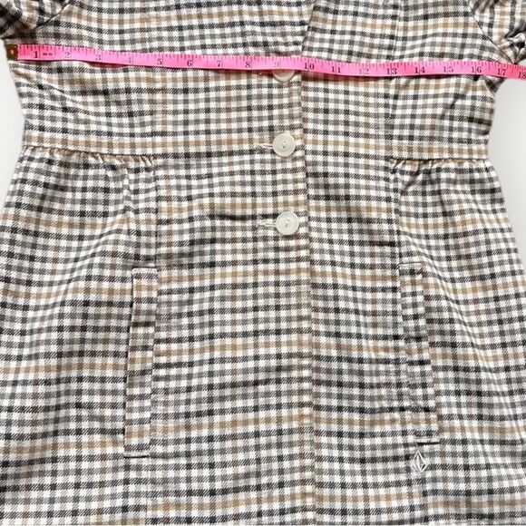 Volcom 3/4 Sleeve Button Up Brown Plaid Hooded Lined Coat. Jacket. Small. - Picture 4 of 7